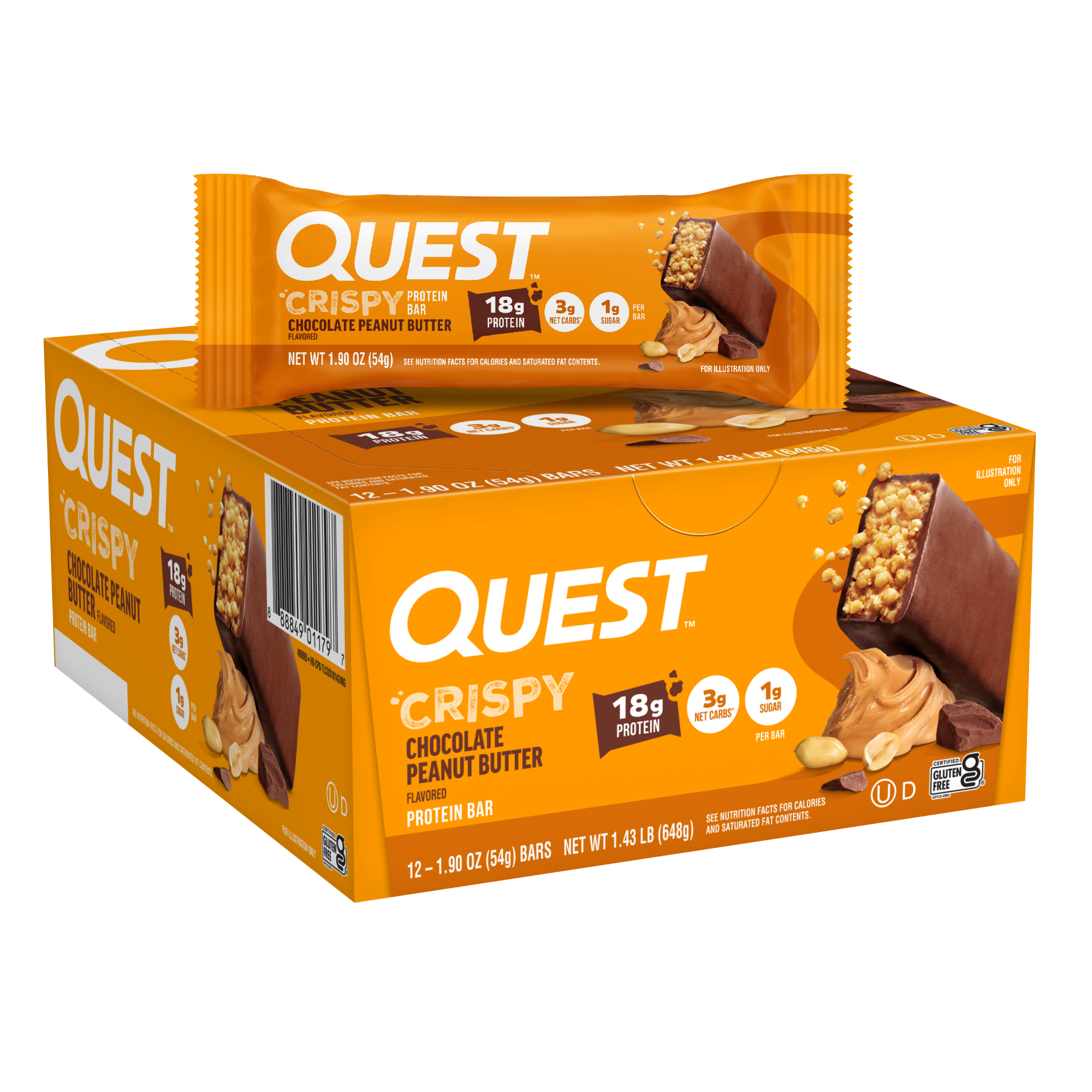 Quest Nutrition Chocolate Peanut Butter Crispy Hero Protein Bars