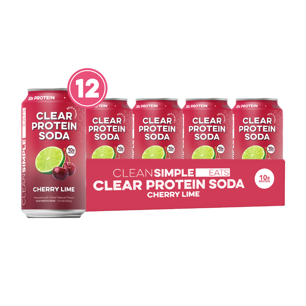 Clean Simple Eats Clear Protein Soda: Cherry Lime (12 Oz. | 12 Pack)