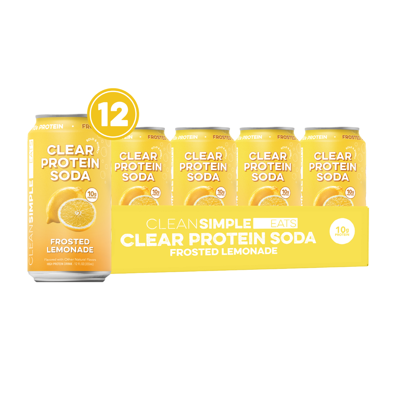 Clean Simple Eats Clear Protein Soda: Frosted Lemonade (12 Oz. | 12 Pack)