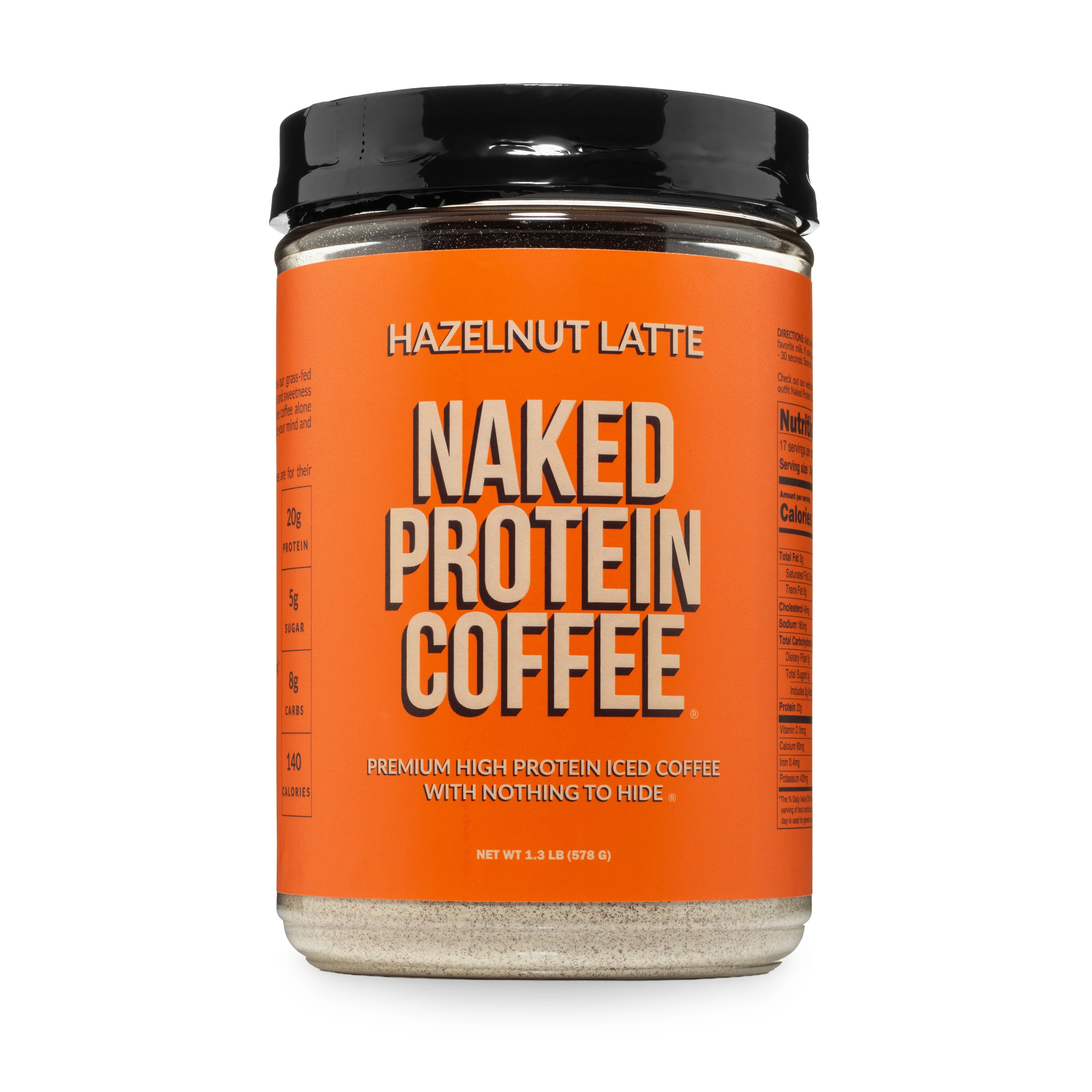nakednutrition Hazelnut Latte Protein Iced Coffee | Naked Protein Coffee - 17 Servings