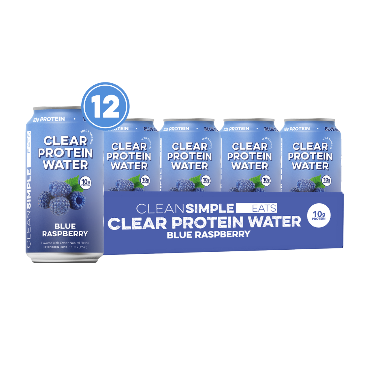 Clean Simple Eats Clear Protein Water: Blue Razz (12 Oz. | 12 Pack)