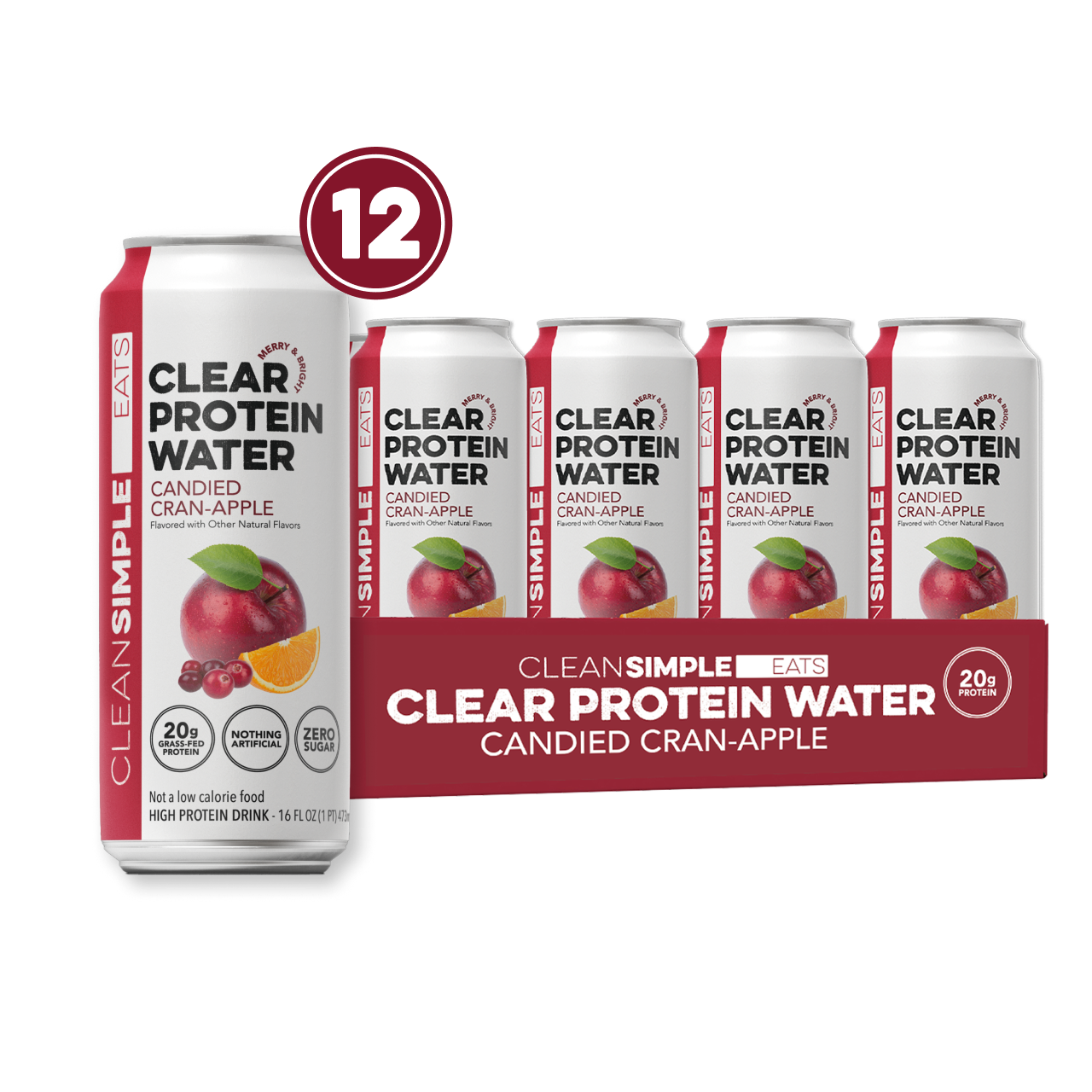 Clean Simple Eats Clear Protein Water: Candied-Cran Apple (12 Pack)