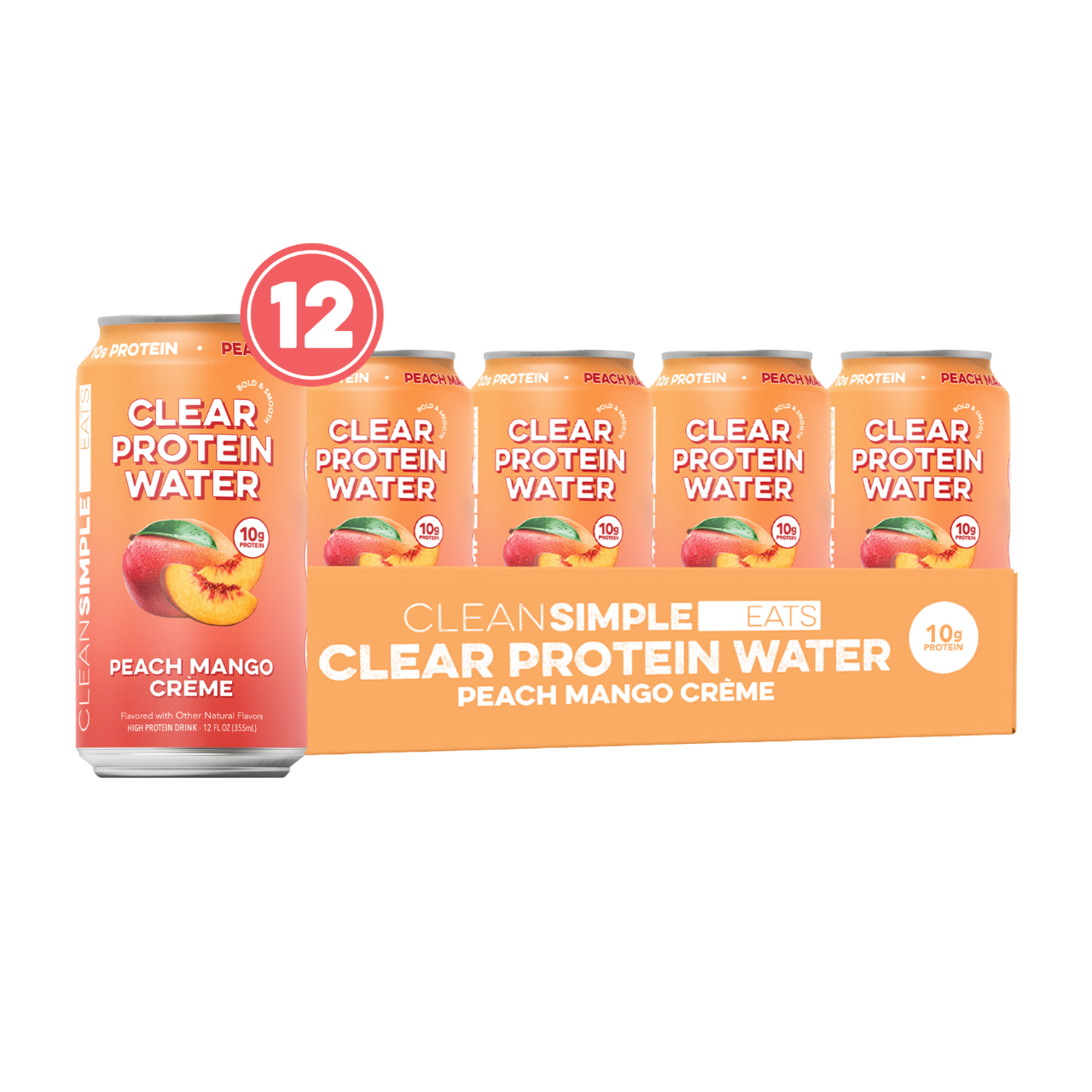 Clean Simple Eats Clear Protein Water: Peach Mango Créme (12 Oz. | 12 Pack)