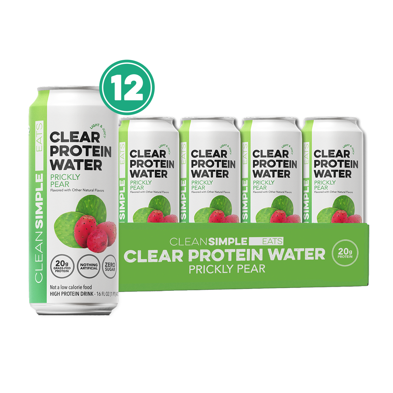 Clean Simple Eats Clear Protein Water: Prickly Pear (16 Oz. | 12 Pack)