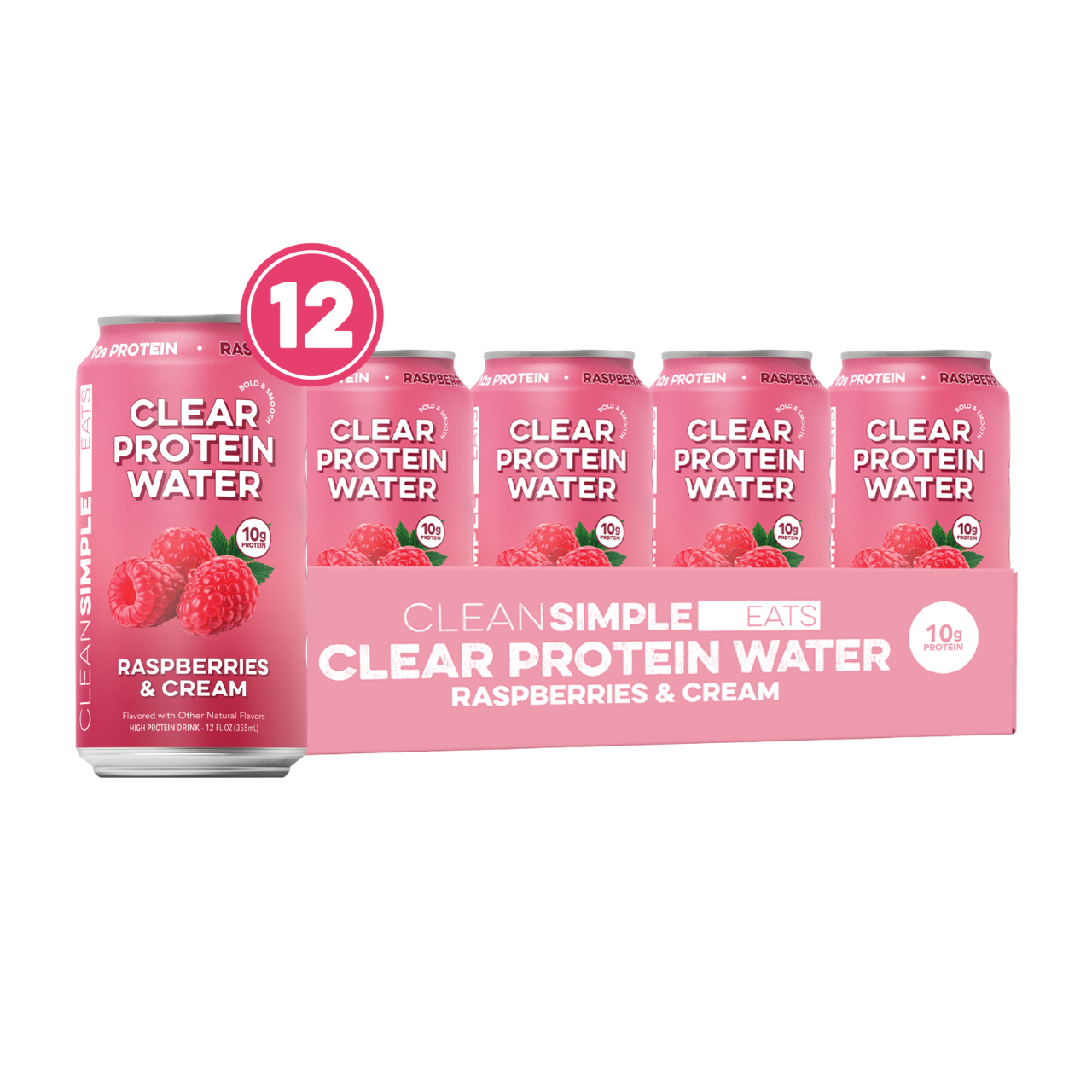 Clean Simple Eats Clear Protein Water: Raspberries & Cream (12 Oz. | 12 Pack)