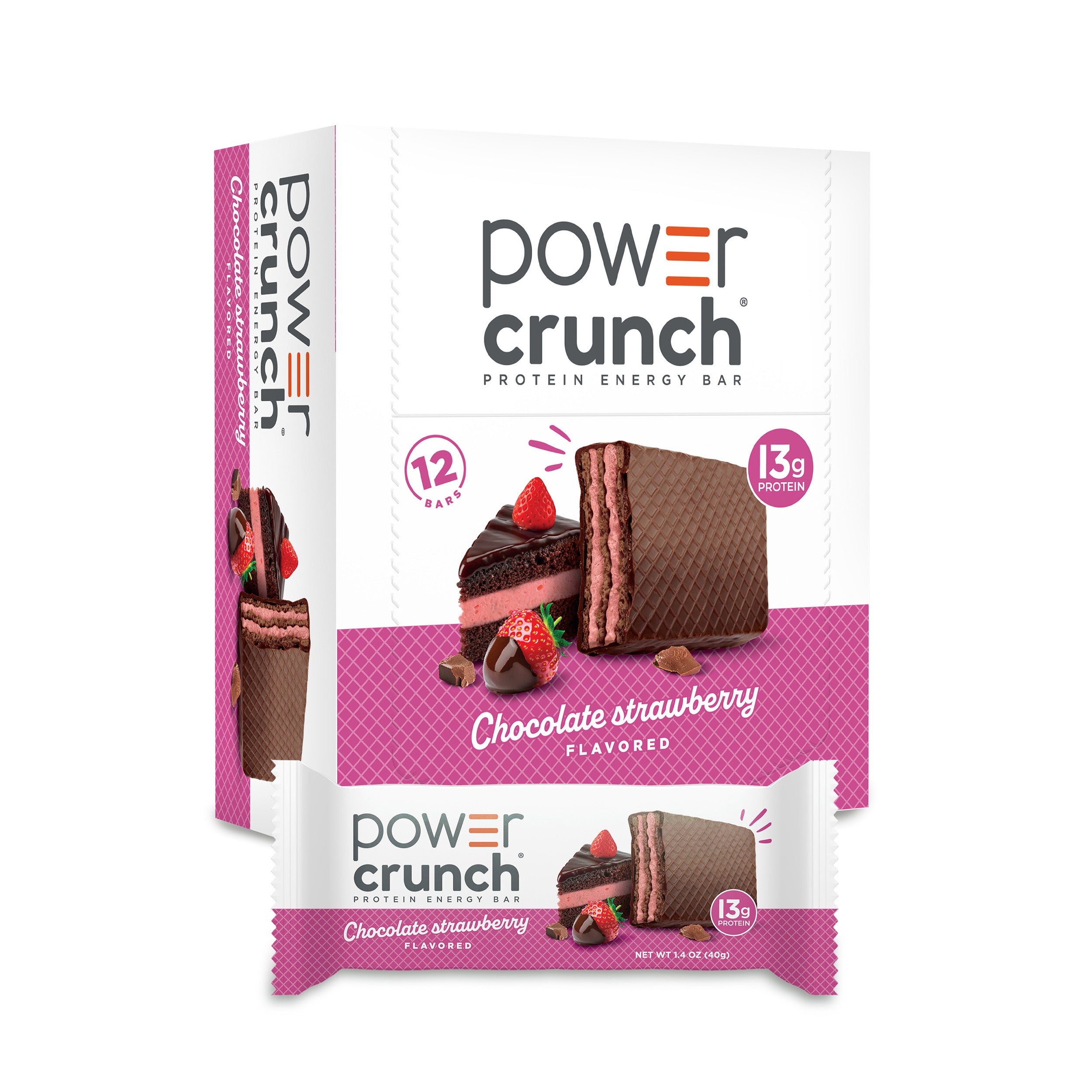 Power Crunch Protein Energy Bars, Chocolate Strawberry 1.4 oz, 12 Count