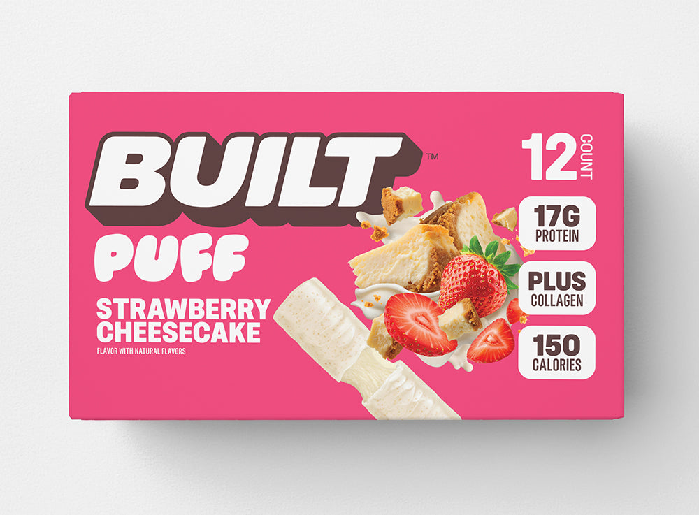BUILT Strawberry Cheesecake Puff