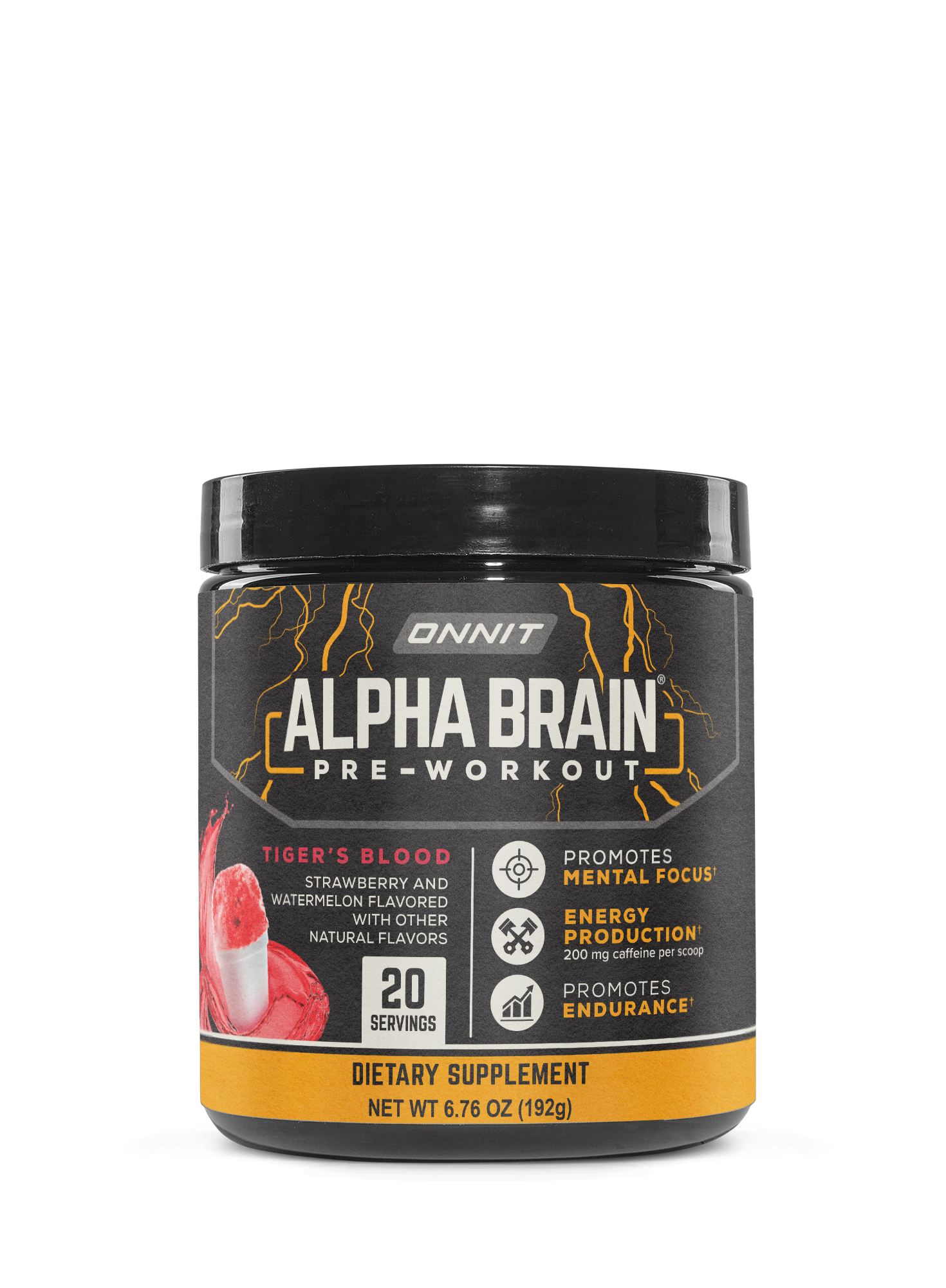 Onnit Alpha Brain Pre Workout Tigers Blood 20 Serving Tub