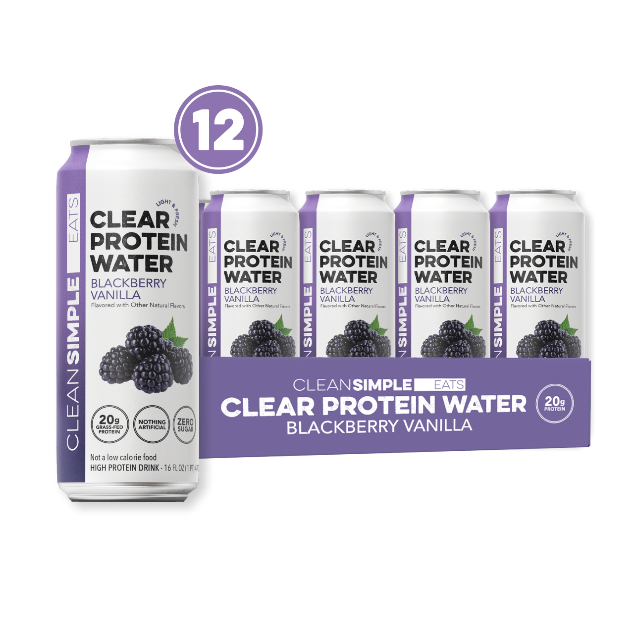 Clean Simple Eats Clear Protein Water Blackberry Vanilla 16 Oz