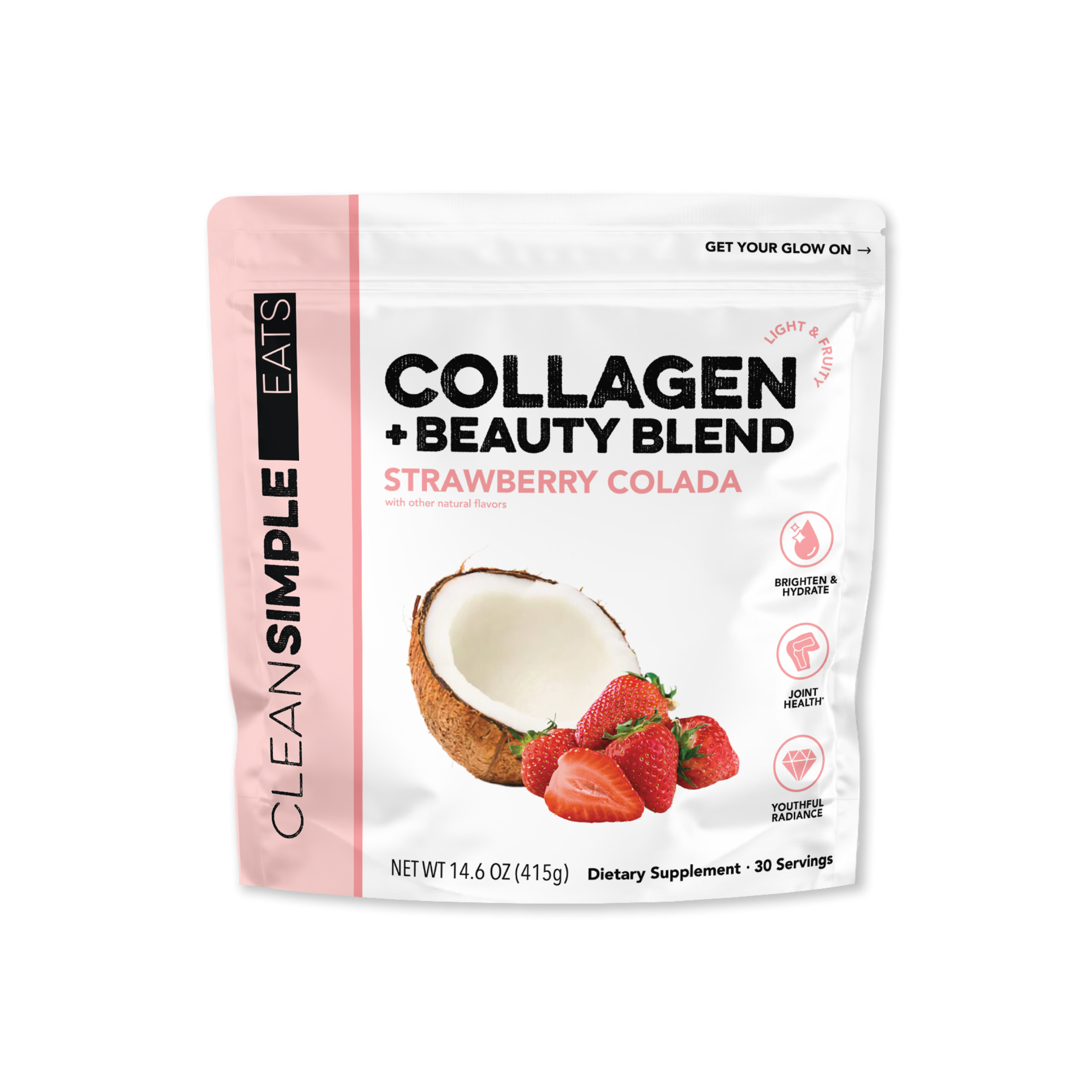 Clean Simple Eats Collagen Peptides Strawberry Colada