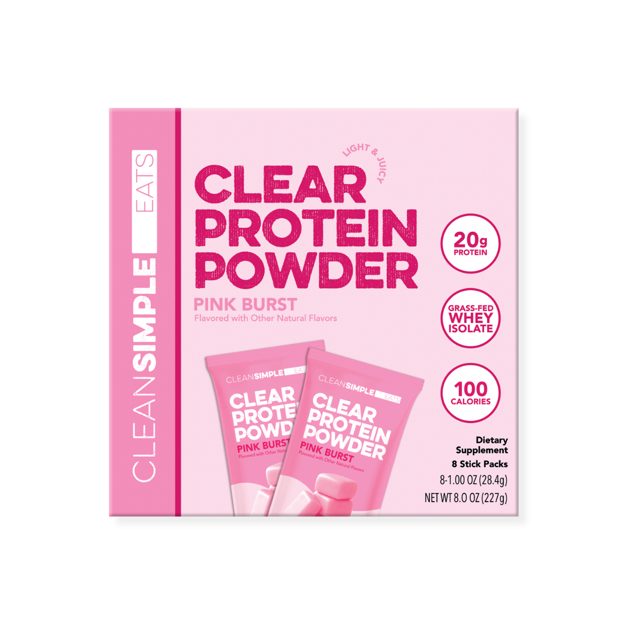 Clean Simple Eats Pink Burst Clear Protein Powder Packets