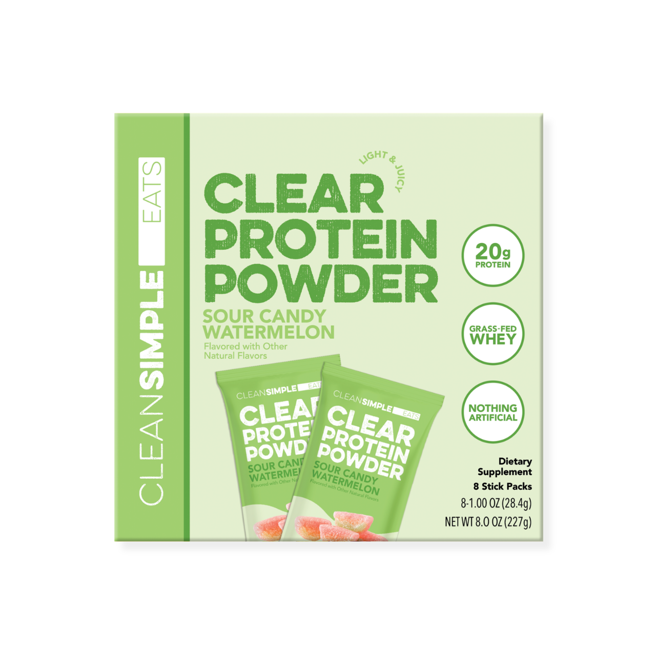 Clean Simple Eats Sour Candy Watermelon Clear Protein Powder Packets