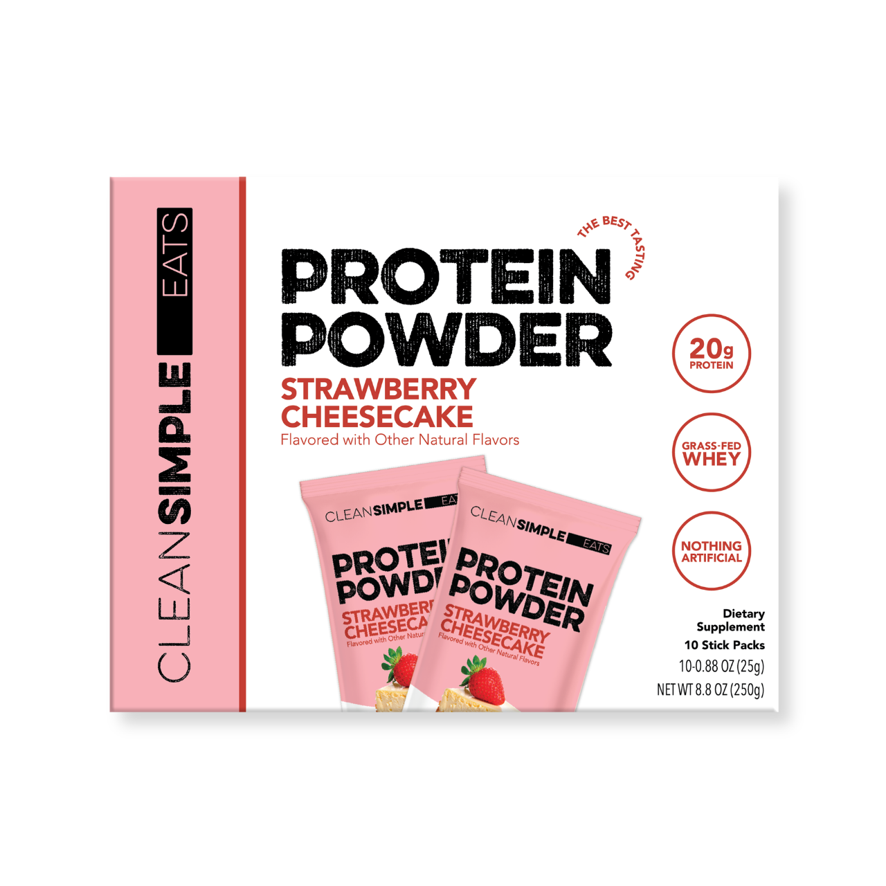 Clean Simple Eats Strawberry Cheesecake Protein Powder Packets