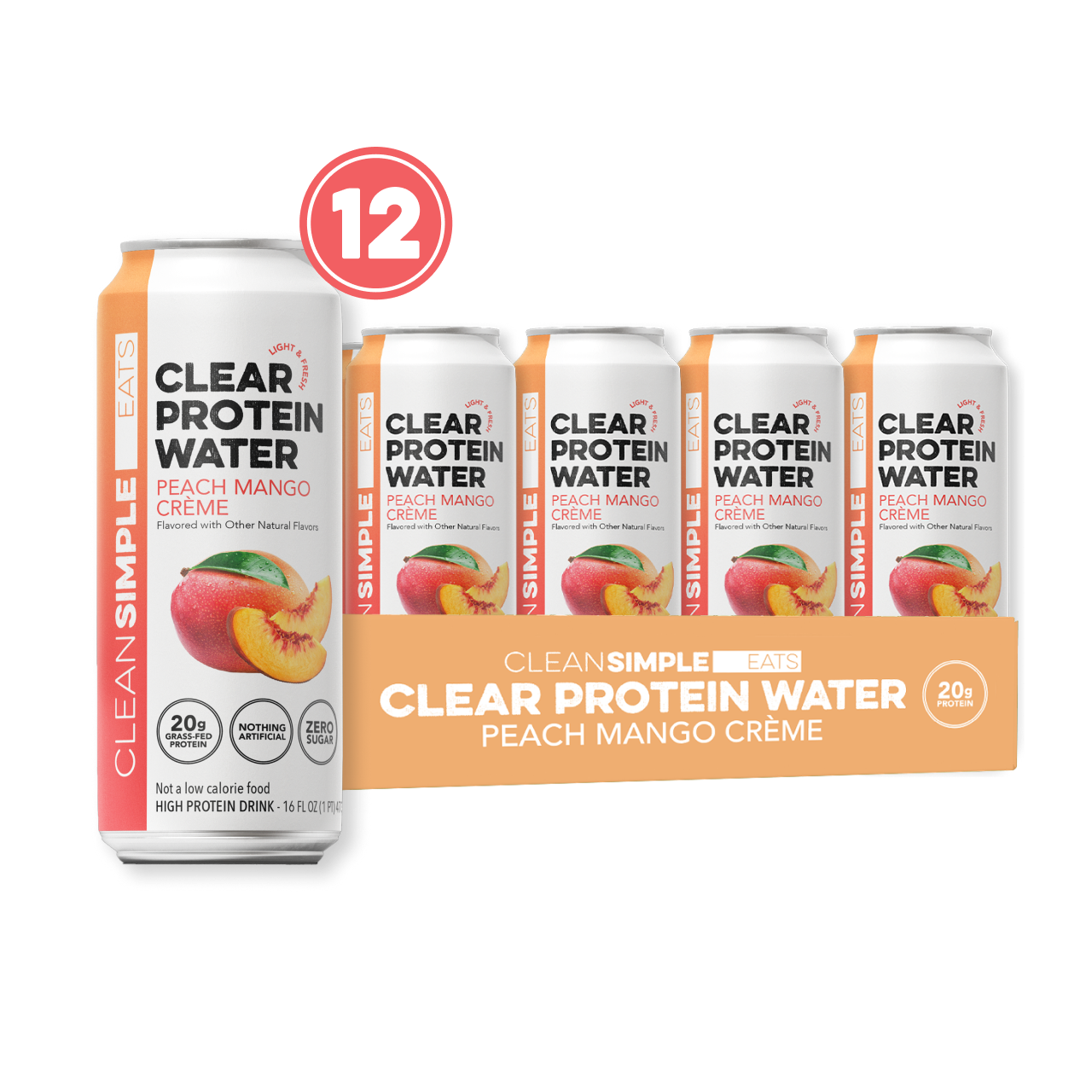 Clean Simple Eats Clear Protein Water Peach Mango Creme