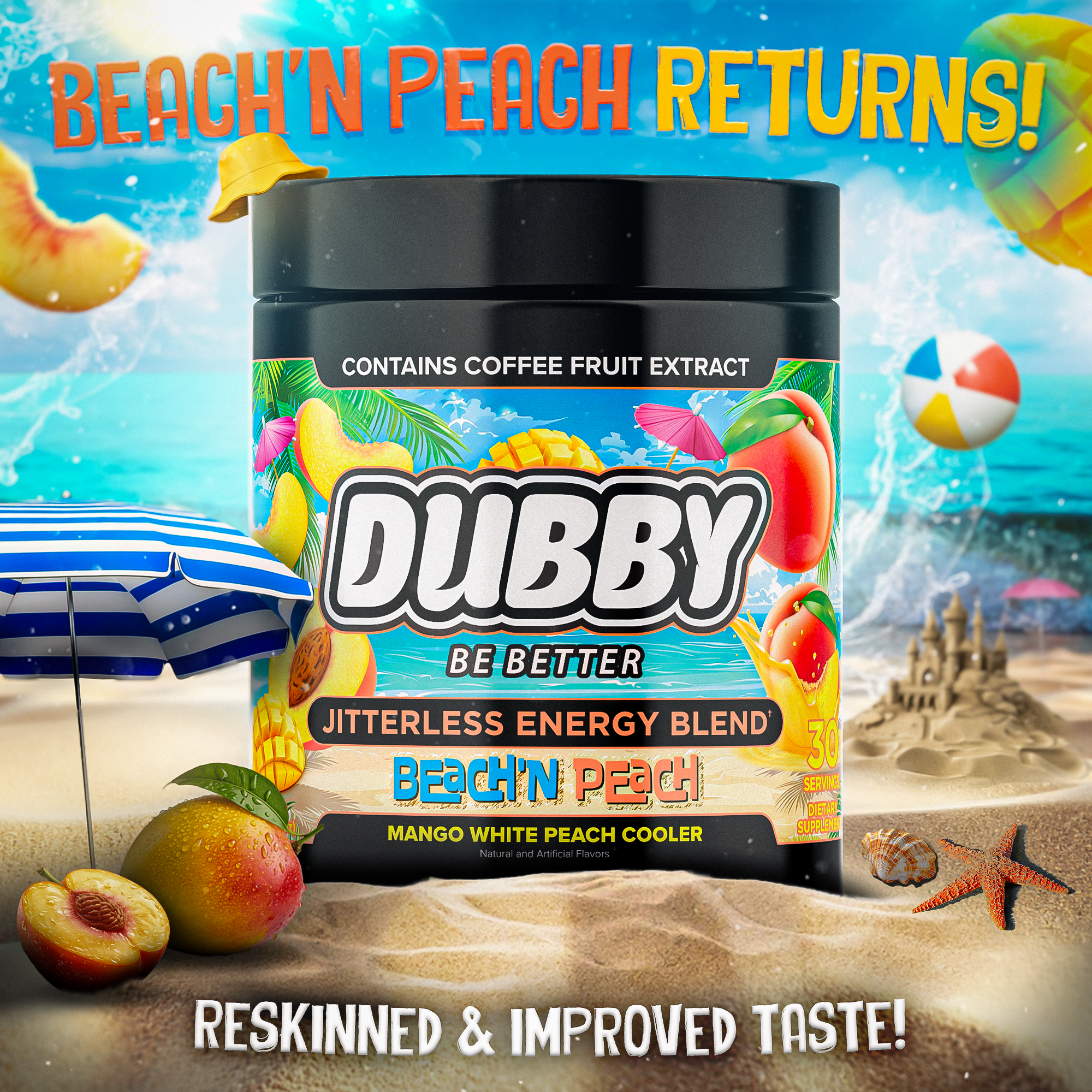 dubbyenergy Beach'n Peach Energy Drink Tub
