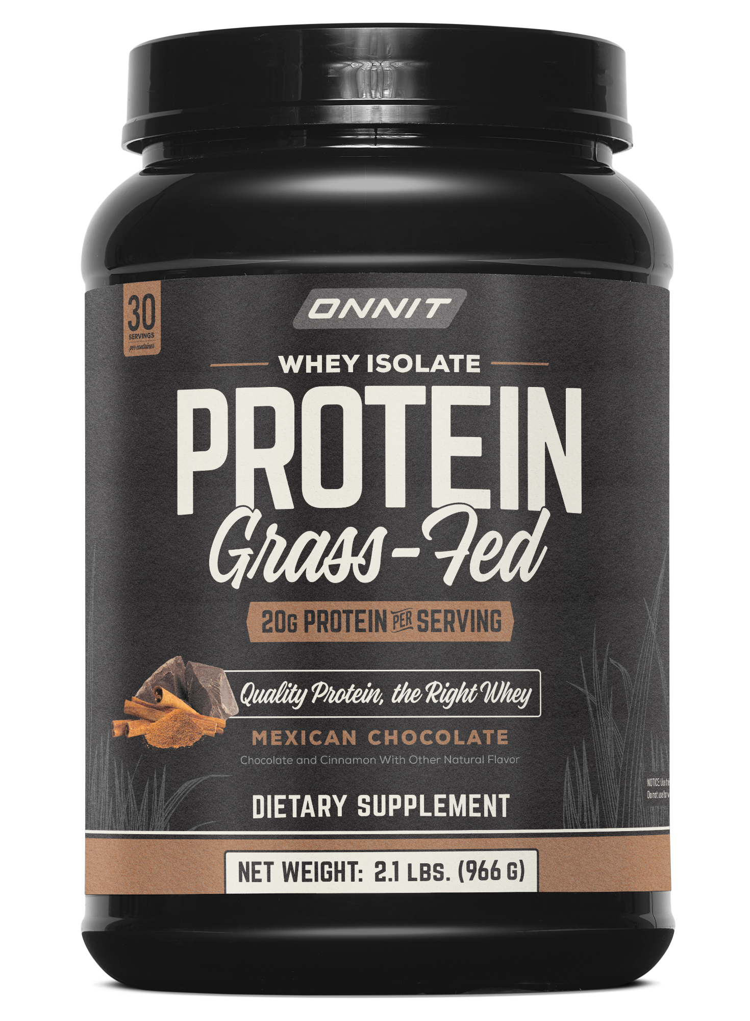 Onnit Grass Fed Whey Isolate Protein - Mexican Chocolate (30 Serving Tub)