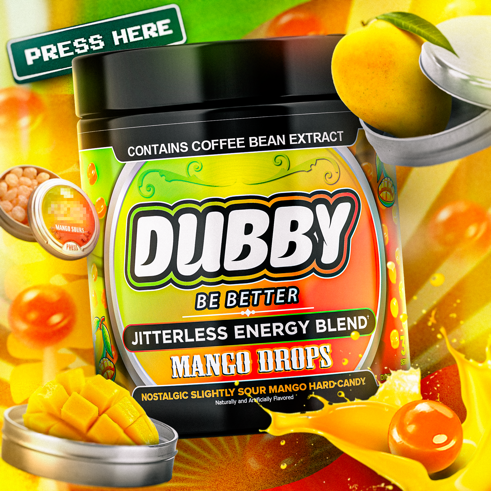dubbyenergy Mango Drops Energy Drink Tub