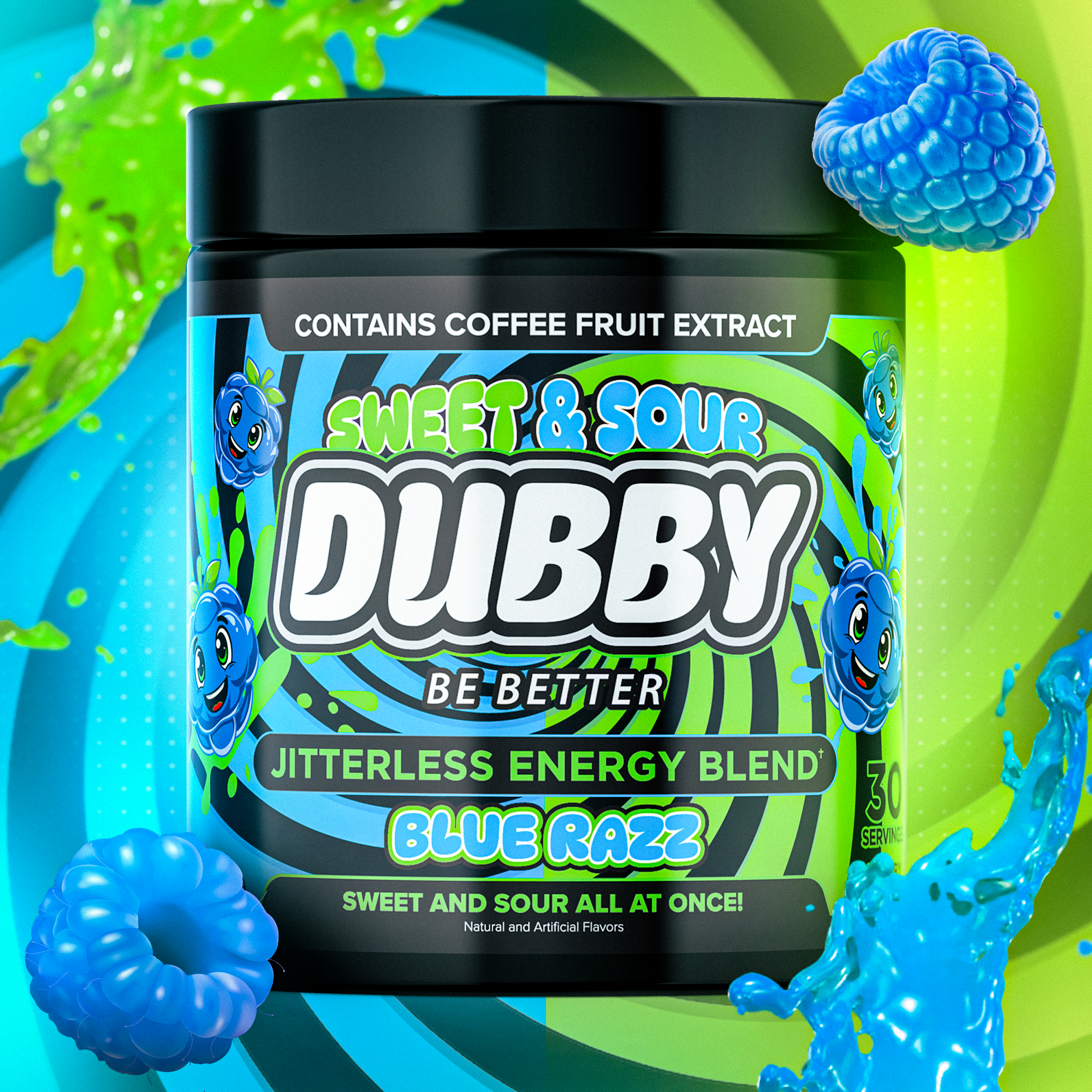 dubbyenergy Sweet & Sour Blue Razz Energy Drink Tub