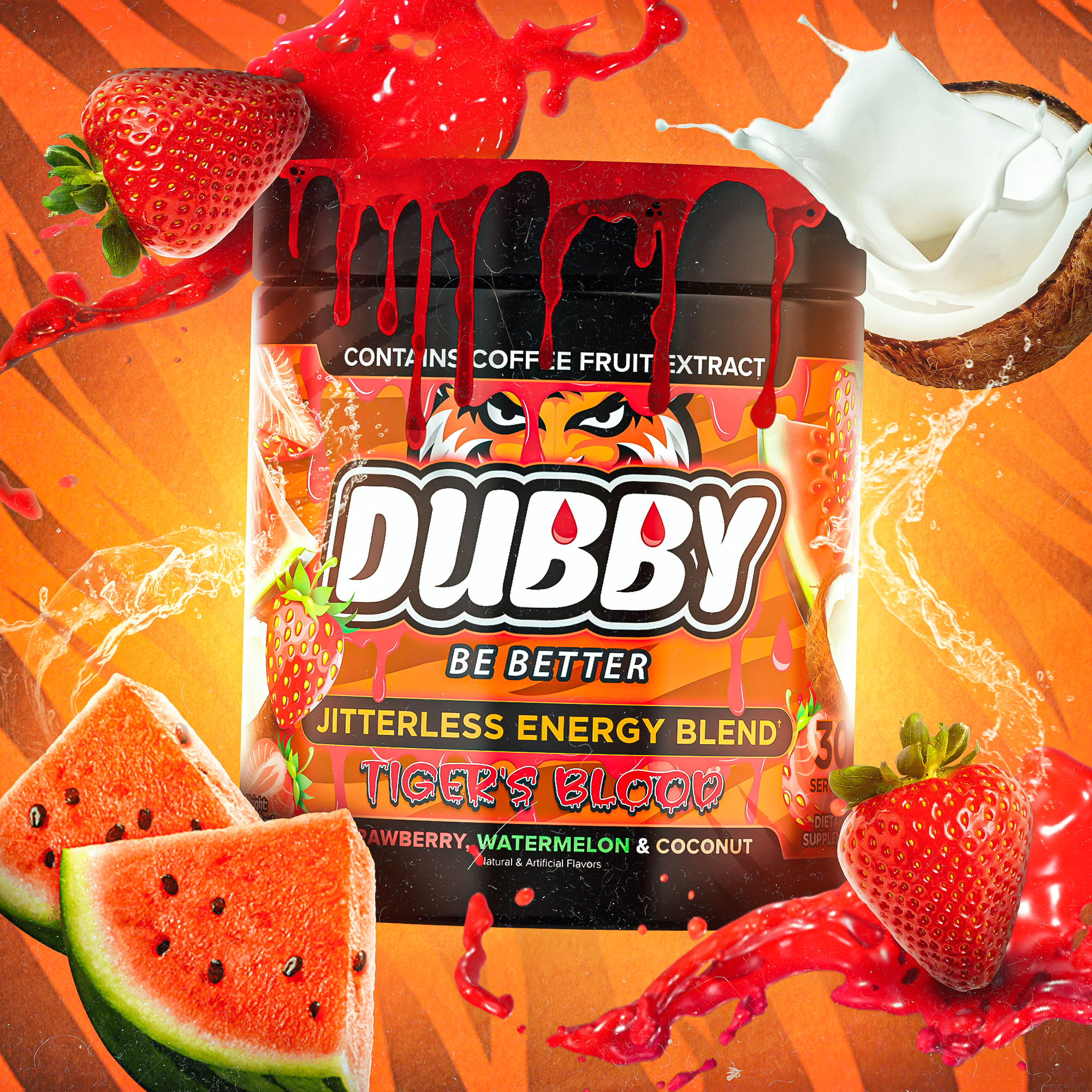 dubbyenergy Tiger's Blood Flavor Energy Drink Tub