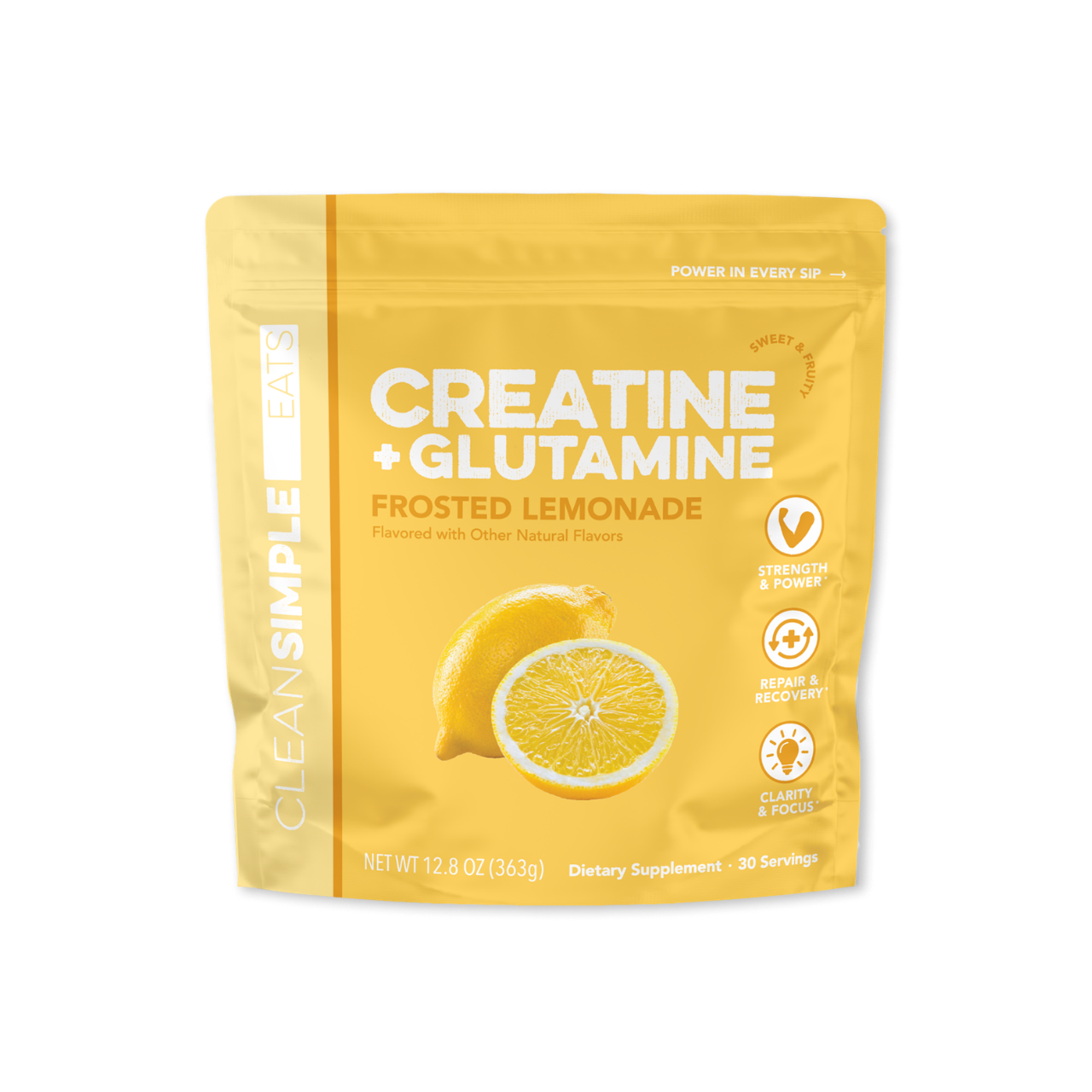 Clean Simple Eats Creatine + Glutamine: Frosted Lemonade (30 Serving Bag)