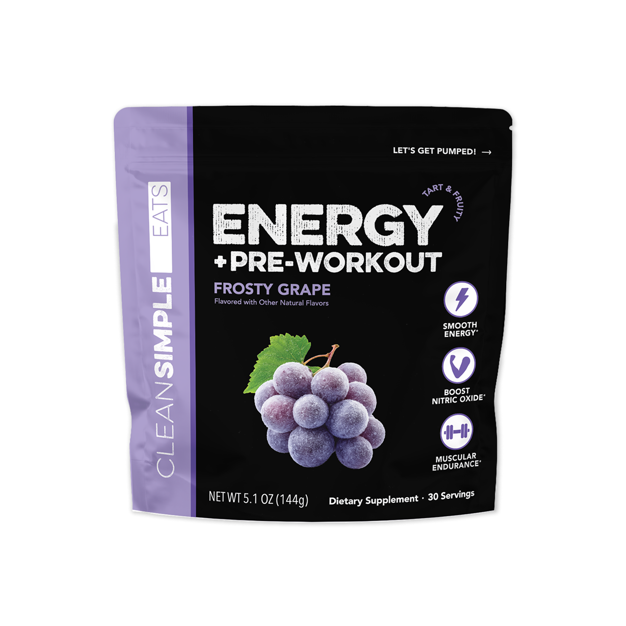 Clean Simple Eats Energy + Pre-Workout: Frosty Grape (30 Servings)