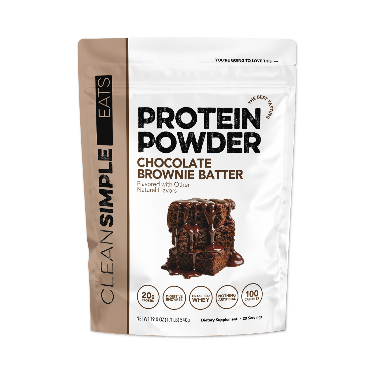 Clean Simple Eats Protein Powder: Brownie Batter (20 Serving Bag)