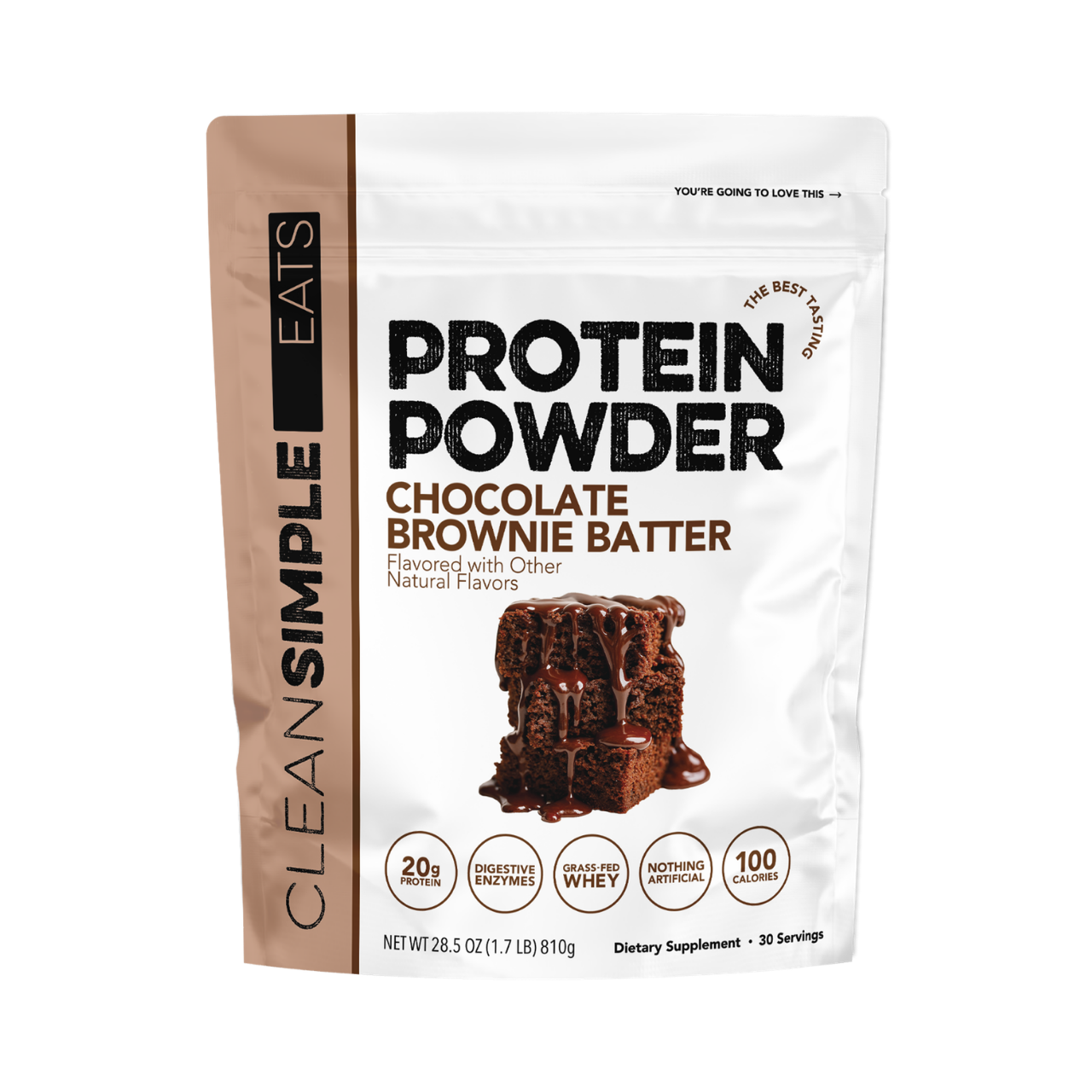 Clean Simple Eats Protein Powder: Brownie Batter (30 Serving Bag)
