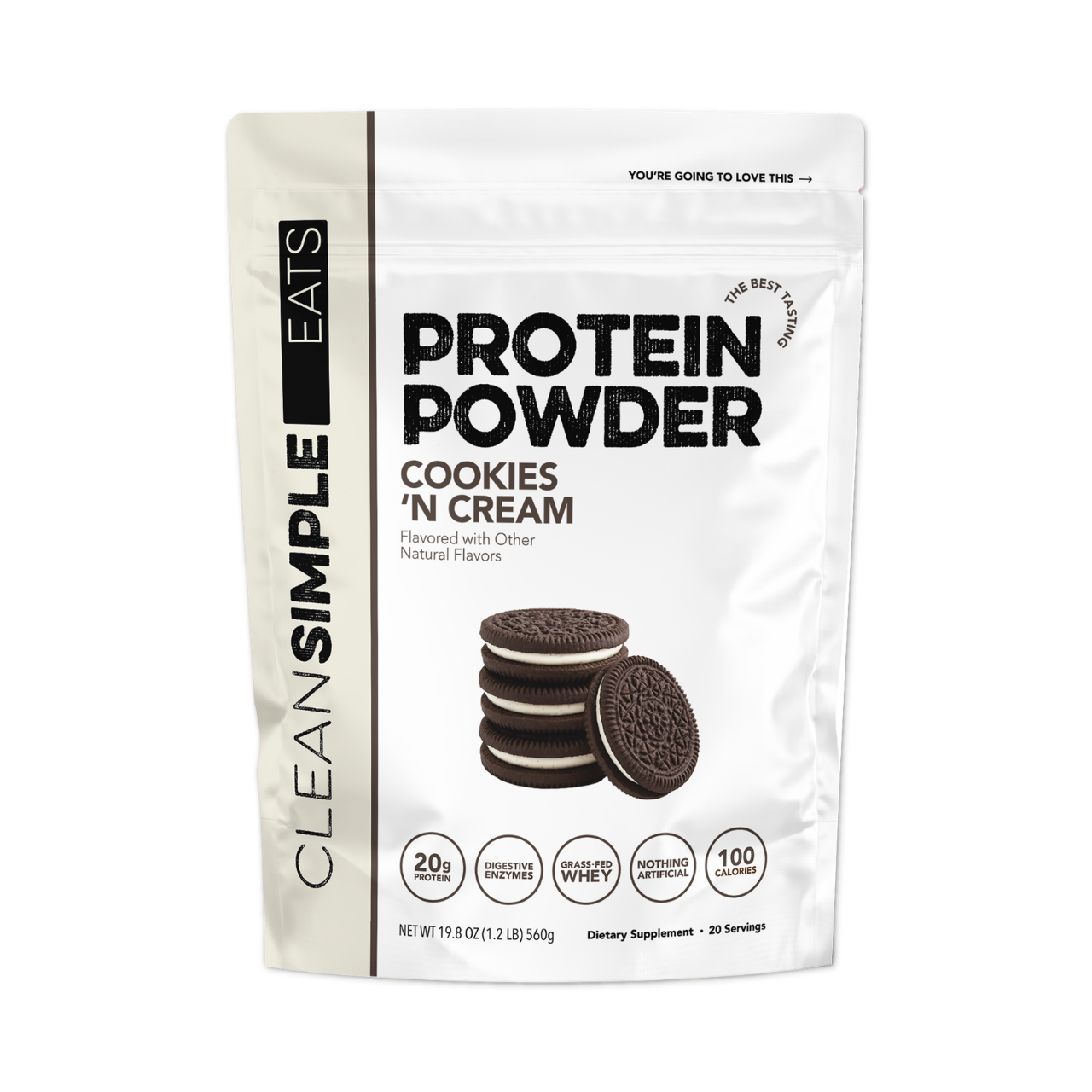 Clean Simple Eats Protein Powder: Cookies 'N Cream (20 Serving Bag)