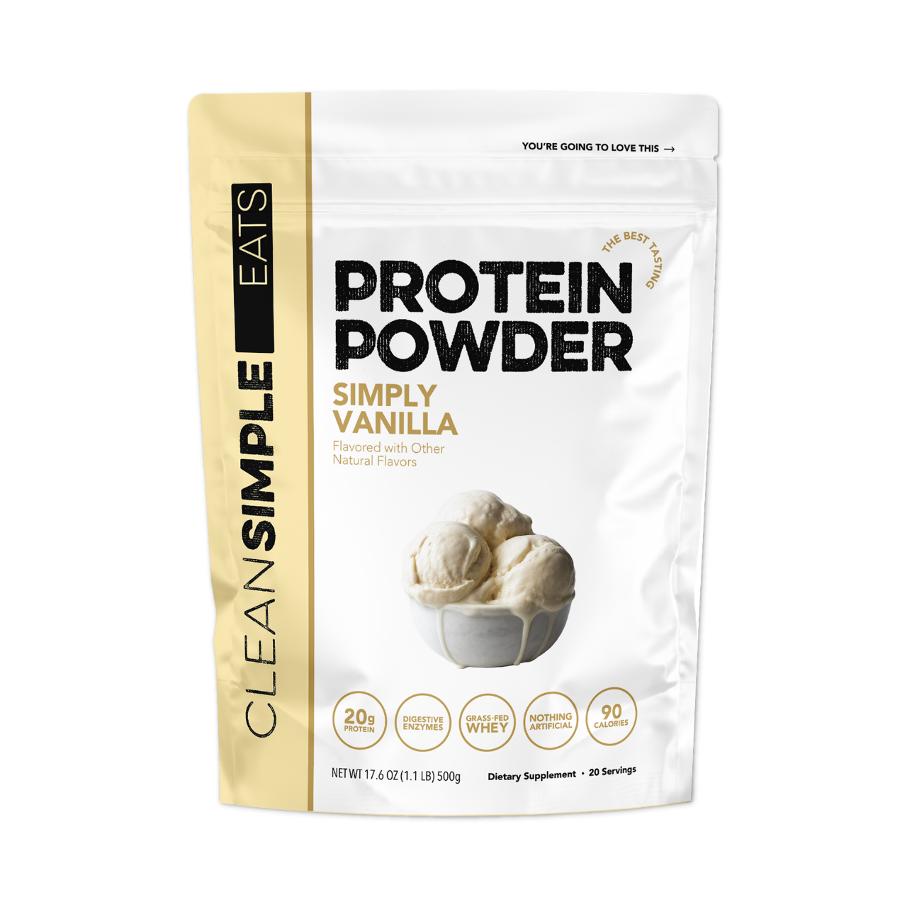 Clean Simple Eats Protein Powder: Simply Vanilla (20 Serving Bag)
