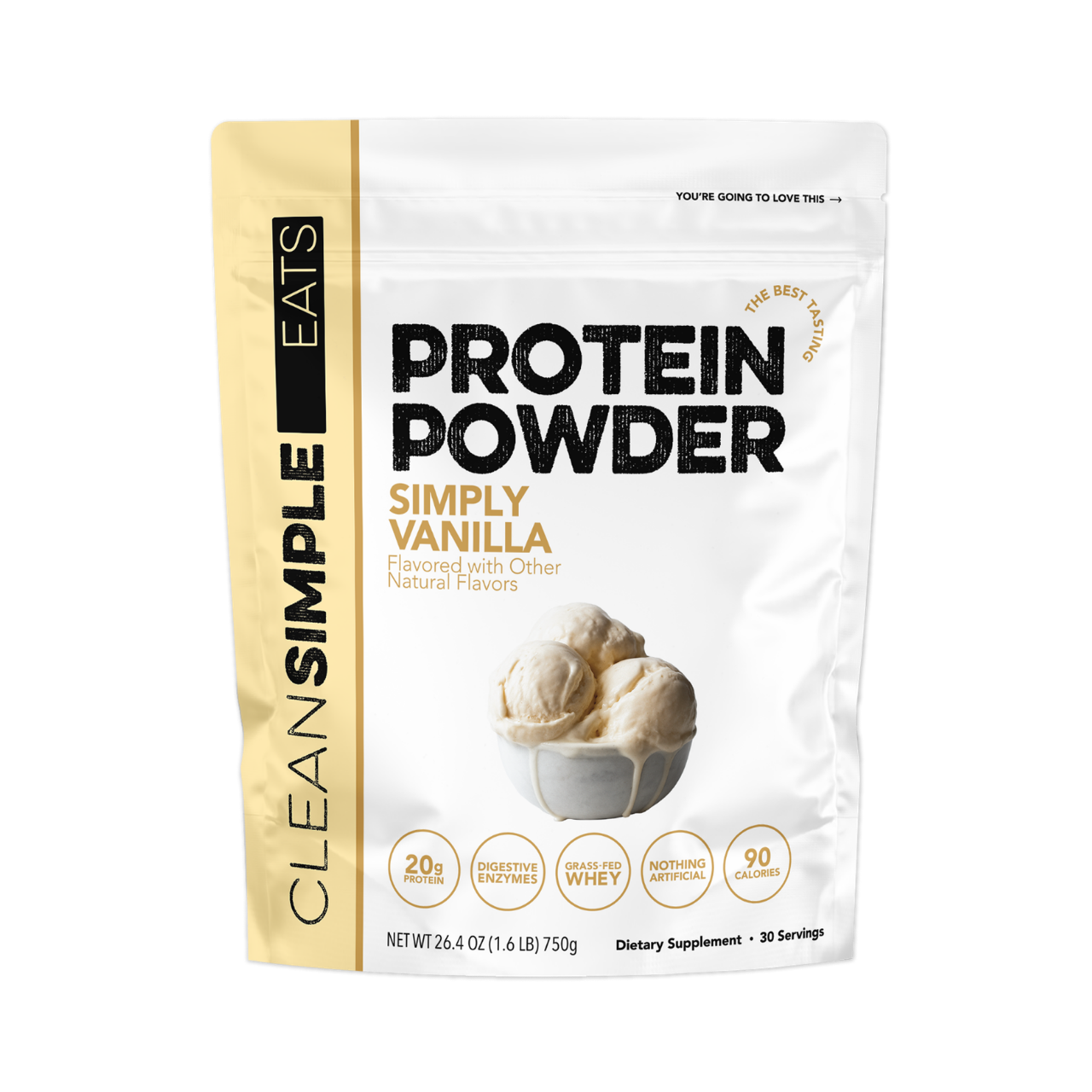 Clean Simple Eats Protein Powder: Simply Vanilla (30 Serving Bag)