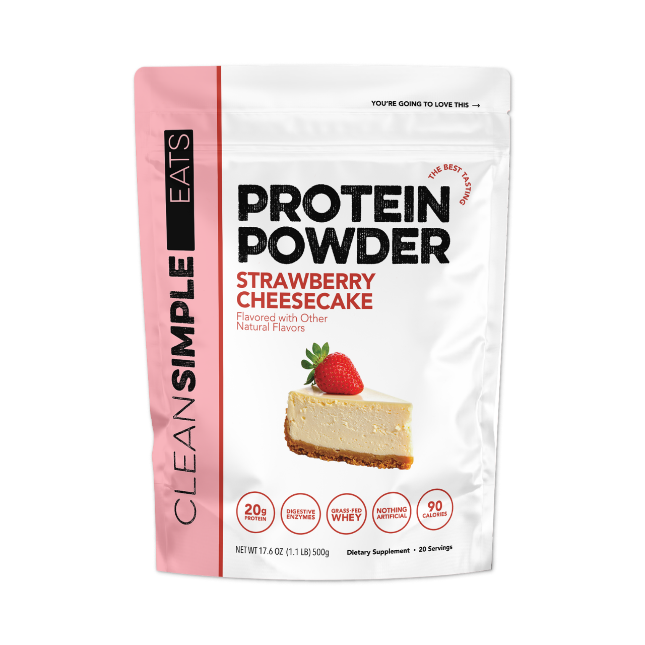 Clean Simple Eats Protein Powder: Strawberry Cheesecake (20 Serving Bag)